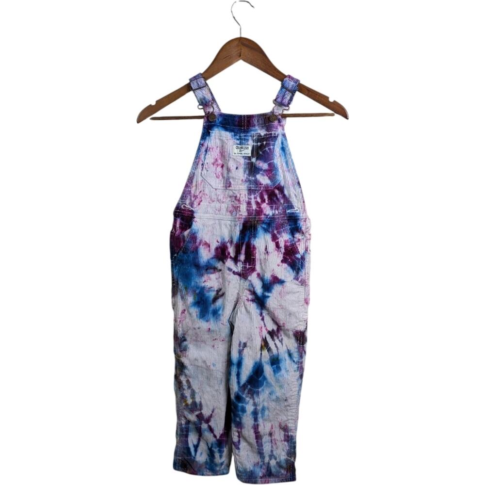 OshKosh B'Gosh Vestbak Tie Dye Corduroy Overalls Bib 5T Youth Vintage Playcore